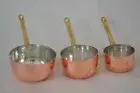 Copper Sauce Pan Set of 3, Mini Copper Saucers, Chocolate & Hot Sauce Frying Pan