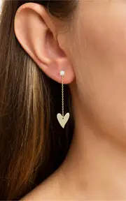 [Charms Company] Be Mine 14K Yellow Gold Diamond Short Single Earring