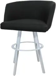 Counter Bar Stool Swivel Metal 26" Seat - Joey - Black Vinyl - White