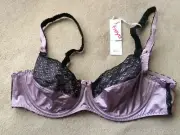 Freya 38D Elize Lavender/Black Lace Balcony Underwire Bra Style 1171 NWT