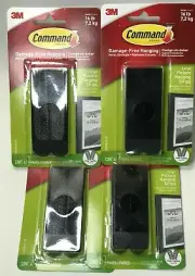 Command 3M Damage Free Large Picture Hanging Strips Black Lot Of 4 holds 16lbs