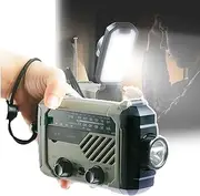 Emergency Solar Hand Crank Radio, Portable Wind Up Radio, USB Input/flashlight Charging/mobile Phone Charging, Press Switch, Alarm Function, With Hand Crank + Solar Panel,A