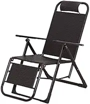 Wicker Chair Reclining Lunch Break Folding Rattan Lounge Office Bench Home Balcony Chair Lazy Rocking Chair Home Portable Outdoor Chair Rattan Old Reclining Three Times Screw [Black] Interesting