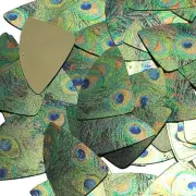 Fishscale Fin Sequin 1.5" Peacock Feather Eye Blue Green Gold Metallic