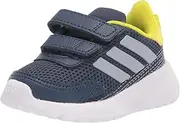 [adidas] Tensaur Running Shoe, Crew Navy/Halo Silver/Acid Yellow, 7 US Unisex Big Kid