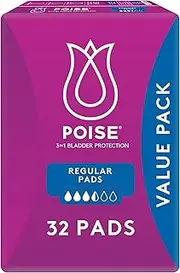 [Poise] Incontinence Pads for Bladder Leaks, Regular (32 Count)