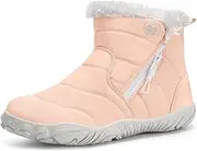 [KVbabby] Barefoot shoes, lined children's winter boots, boys and girls, waterproof winter shoes, snow boots, warm boots, ankle boots, Pink A, 34 EU