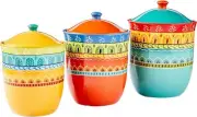 Certified International 14175 3 Piece Valencia Ceramic Canister Set, Multicolor