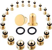 [Beautidots] 18Pcs 14G-00G Ear Gauges Stretching Kit Stainless Steel Ear Gauges Stretching Plugs with Rubber Rings Short Ear Taper Expander Set for Men Women