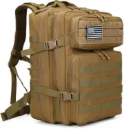 Hiking Backpack Large Khaki Military Molle Bag Rucksack 45L 3 Day Assault Pack