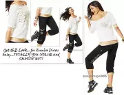 ZUMBA 2Pc.Set! GALACTIC GOLD Comfy Capris Sweat Pants + Top Rare-Convention U.K.