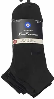 Ben Sherman 8-Pair Men's Cushioned Quarter Socks Black