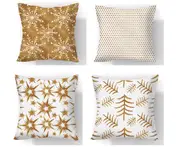 P56 4PCS 45*45cm Christmas Snowflake Pattern Polyester Pillowcase Printing Throw Pillow Cushion Cover Home Furnishing Decoration