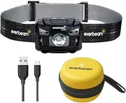 Everbeam H6 Pro LED Head Torch Headlamp, Motion Sensor Control, 650 Lumen Bright 20 Hours Runtime 1200mAh Battery Powered USB Rechargeable Waterproof Headlight Flashlight, Camping Hiking Fishing Work