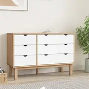 Drawer Cabinet OTTA Brown&White 111x43x73.5 cm Solid Wood Pine,Chest of Drawers 30KG-348587