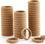 100 Pcs Thick Seamless Hair Ties, Ponytail Holders Hair Accessories No Damage for Thick Hair (Light Brown Colors)