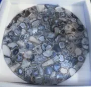 30" Gray Agate Stone Round Coffee Table Top Handcrafted Agate Patio Center Table