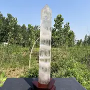 5.09kg Natural Clear quartz Obelisk Reiki Quartz Crystal Wand Point Tower+ Stand