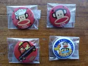 PAUL FRANK LOT OF 4 METAL PIN BADGE BUTTON ROUND