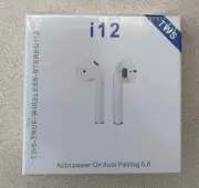 TWS-TRUE-WIRELESS-STEREO i12 EAR BUDS FOR AUTO PARING 5.0 WHITE NEW SEALED BOX