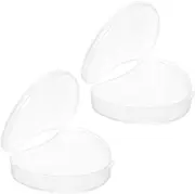 HOMOCONO 2pcs Love Shaped Storage Box Transparent 2pcs/set Household Container Portable Case Supply Case False Container Plastic Brace Holder