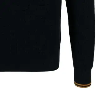 【FRED PERRY】男款 品牌刺繡LOGO 華夫格縫圓領精梳棉針織衫-深藍色(M號、L號、XL號)