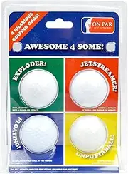 Second Chance On Par Awesome 4 Some Four Joke Balls - Exploder, Jetstreamer, Floater & Unputtaball,Green/red/Blue/Yellow