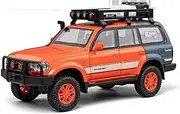 Scale Finished Model Car 1:24 Scale for Toyota Land Cruiser LC80 SUV Simulation Metal Diecast Car Model Static Display Model Die-cast Vehicle(Orange)