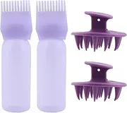 2Pcs Hair Oil Applicator Root Comb Applicator Bottles with Scalp Massager Brushes,Root Comb Applicator Bottle and Scalp Massager Shampoo Brush,Hair Oil Applicator Bottle Root Comb Applicator Bottle