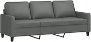 vidaXL 3-Seater Sofa in Dark Grey Fabric, 180cm with Durable Metal Frame, Modern Design for Any Living Room Interior