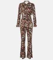 [Diane von Furstenberg] Diane von Furstenberg Michele leopard-print jumpsuit AU 8 brown