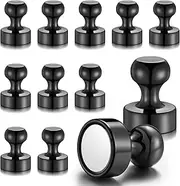 12 PCS Metallic Magnets, Black Magnetic Push Pins, Refrigerator Magnets, Brushed Nickel Push Pin Magnets Perfect for Fridge Magnets, Office Magnets, Whiteboard, Map Magnets.Magnets for Whiteboard