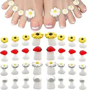 32PCS Silicone Toe Separators for Pedicure, Cute Daisy Flower strawberry Pearl Shaped Toe Nail Spacers for Pedicures Nail Art Salon Tools Nail Art Accessories