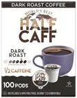 World's Best Half Caff Dark Roast Coffee Pods, 100 ct, Recyclable Single Serv...