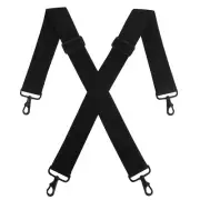 Men Suspenders Heavy 4 Snap Hooks Loops Adjustable X Back Widening 5cm/2'' Belt