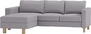 Durable Dense Cotton Karlstad Loveseat (Two Seat) Sofa with Chaise Lounge Sectional Cover Replacement. Cover Only! Compatible with IKEA Karlstad Slipcovers. (Light Gray)