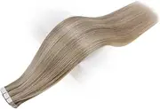 Hair Extension Tape in Human Hair Extensions Balayage Blonde Color Omber Human Hair Skin Weft Glue on Seamless Machine remy by HUANGYUZHENZHI (Color : 18p613, Items per Package : 20 pcs)