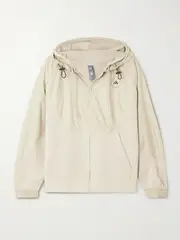[adidas by Stella McCartney] adidas by Stella McCartney - Shell-paneled Organic Cotton-blend Jersey Hoodie - Sand - large large Neutrals