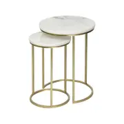 Cooper & Co. Ada 40cm Marble Nested Side Table Set Gold