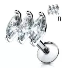 Piercing Labret Lip Ear Triple Gem Marquise