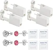[psaakon] 4 Count Self Ear Piercing Gun Kits inside Piercing Earrings Disposable Safety 1/100 With Moment Tool With Ear Stud Pierce Kit 253+272