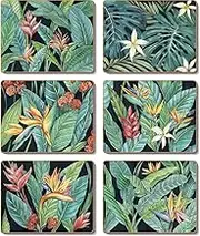 Cinnamon Tropical Midnight Placemats 6-Pieces Set, 34 x 26.5 cm
