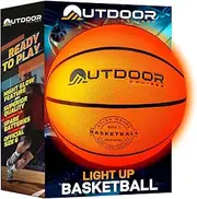 OutdoorCruiser Light Up Basketball - Waterproof Rubber Construction, Glow in The Dark, Glows Up to 30 Hrs with Tap Activation, Complete Set with Pump & Spare Batteries, Official Size 7, for Ages 8-15