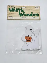 Painted Wood Dollhouse Decor Ghost with Pumpkin Whittle Wonders 3"