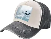 [JBYJBX] Christmas Happy Snowman Print Vintage Style Washed Baseball Cap Adjustable Dad Hats with Classic Brim Unisex Hat
