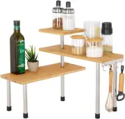 3 Tier Corner Shelf Bamboo Metal Storage Spice Rackdesk Bookshelf Display Shelf