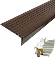 Stair Nosing Rubber Stair Edge Protector Anti Slip Traction Treads Self Adhesive Stair Edging for Corners, Width 6cm (Color : Coffee, Size : 100inch)