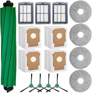 16 Pcs Accessories Kits for iRobot Roomba Plus 505 Combo/ 405 Combo Robot Vacuum Replacement Parts, 1 Main Brush, 3 Filters, 4 Wipes, 4 Side Brushes, 4 Dust Bags