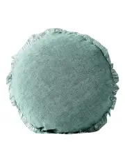 [Aura Home] Vintage Linen Fringe 45cm Round Cushion Jade