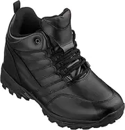 [CALTO] Men's Invisible Height Increasing Elevator Shoes - Black Leather Lightweight Trainer Sneakers - 4.5 Inches Taller - FD003